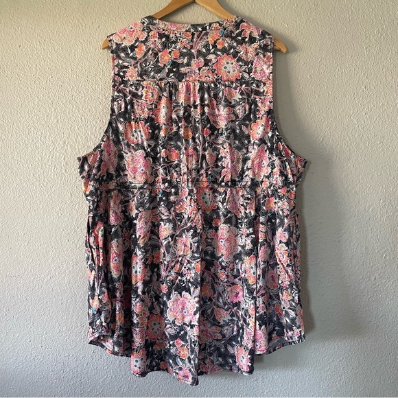 TORRID Babydoll Challis Lace Up Tunic Top Women’s Plus 5X Floral Flowy Pockets - Picture 9 of 14